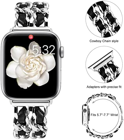 WINGLE תואם ל- Apple Watch Ultra Band Series 8 7 SE 49 ממ 44 ממ 45 ממ 42 ממ לנשים, צמיד תכשיטים ללהקות iwatch 6 5 4 3 רצועת עור מתכת רצועת אייפון רצועות שעון נשים