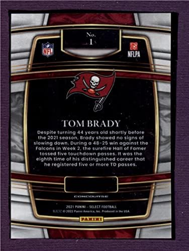 2021 Panini Select 1 Tom Brady Concourase Tampa Bay Buccaneers NFL כרטיס מסחר בכדורגל
