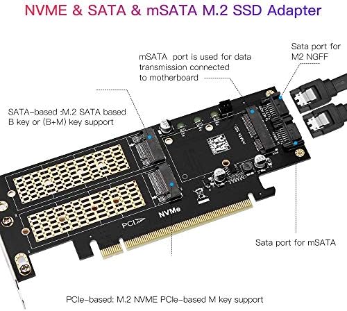 3 ב- 1 NGFF ו- MSATA SSD כרטיס, M.2 NVME ל- PCIE/M.2 SSD ל- III/MSATA ל- 2280/2260