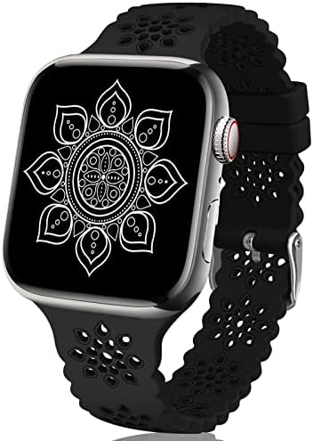 להקת תחרה Lyfatz תואמת את Apple Watch, Ladies Slim Slim Hollow Fandbard Band Sport עם אבזם קלאסי לסדרת iWatch SE SE 8 7 6 5 4 3 2 1 Ultra