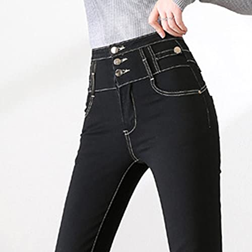 Maiyifu-GJ נשים רזה מתלקחות ג'ינס ג'ינס מותניים גבוהים 3 כפתור פעמון מכנסי ג'ינס ג 'יינס מותניים אלסטיים רזים מכנסי רגל רחבים