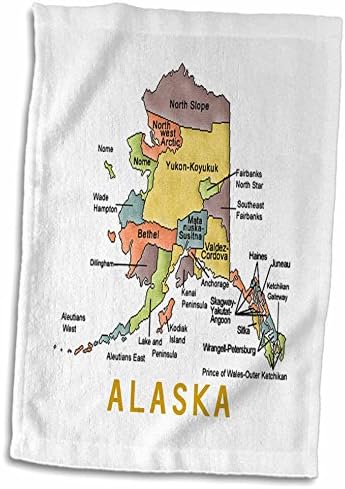 מפות פלורן 3 של מדינות מחוזות - מפת צבע של מחוזות אלסקה - מגבות