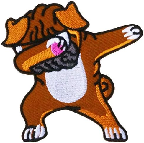 אבק גרפי דביל בולדוג ברזל רקום חמוד על טלאי טבילה כלב רוקד רוקד ראפ מטלטל חיה