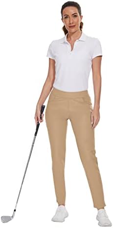 M Moteepi נשים מכנסי גולף קלות משקל נמתח מכנסי הליכה עם כיסים לבוש גולף רזה מתאים