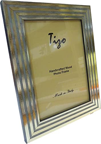 Tizo 4 x 6 מסגרת עץ מפוסת טורקיז מכסף, מיוצרת באיטליה