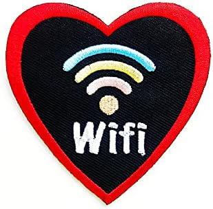 Love Heart Wifi Wifi Signal Silbort Symber לוגו טלאים תפור ברזל על תלבוש טלאי תאי של תאי אפליקציה רקום
