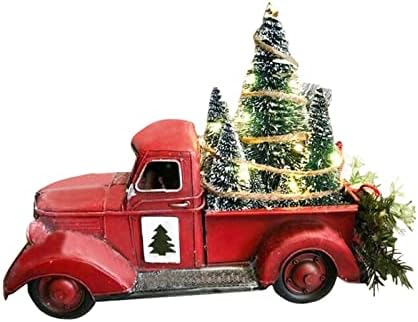 אדום חוות משאית חג המולד מרכזי חג המולד אדום משאית דקור חווה בציר אדום טנדר משאית עם עצי חג המולד עבור בית מטבח שולחן סידורי קישוטי בית תפאורה