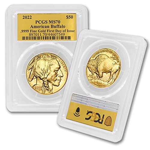 2022 1 גרם מטבע באפלו זהב אמריקאי MS-70 24K $ 50 PCGS STATE MINT STATE