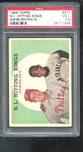 1959 Topps 317 N.L. מכה במלכים ווילי מייס ריצ'י אשברן PSA 3.5 כרטיס מדורג - כרטיסי טירון של בייסבול