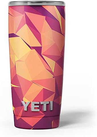 עיצוב צורות גיאומטריות ורוד וכתום של ניאון - ערכת עטיפת ויניל מדבקות עור תואמת את כוסות הכוס הקירור יותר של Yeti Rambler Cooler יותר