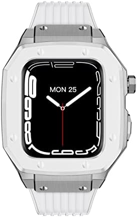 CNHKAU סגסוגת שעון רצועת מארז לסדרת Apple Watch 8 7 6 5 4 SE 45 ממ 42 ממ 44 ממ מסגרת מתכת שינוי רצועת שעון סגנון מזדמן עסקי