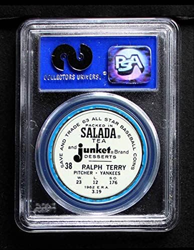 1963 מטבעות מתכת סלדה 38 ראלף טרי ניו יורק ינקיס PSA 7.00 ינקי