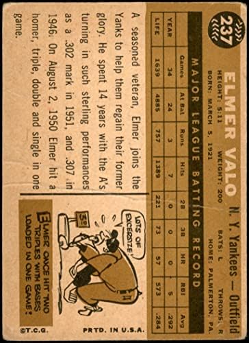 1960 Topps 237 Elmer Valo ניו יורק ינקי ינקי מסכן