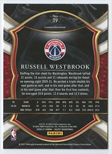 2020-21 Panini Select Blue 39 Russell Westbrook Consoration Washington Wizards NBA כרטיס מסחר בכדורסל