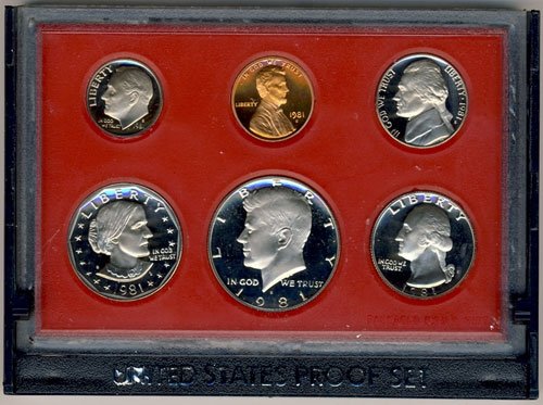 1981 S הוכחה לבוש 5 מטבעות בהוכחת אריזה ממשלתית מקורית