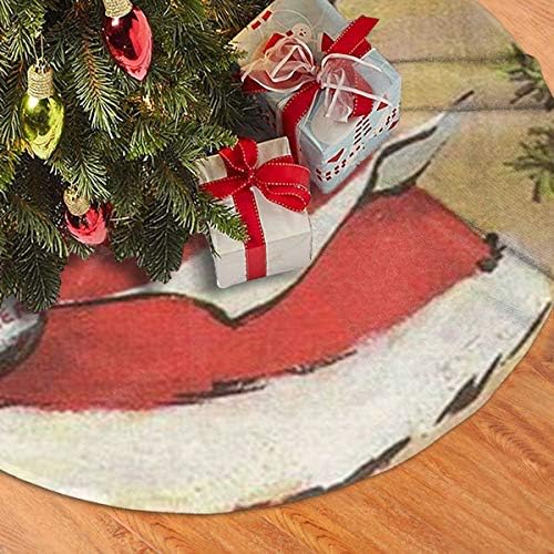 Lveshop Santa Claus מתנה חצאית עץ חג המולד חצאית יוקרה עגול מקורה מחצלת חיצונית כפרי קישוטי חג עץ חג המולד ≠ 30 /36 /48 שלושה גדלים）