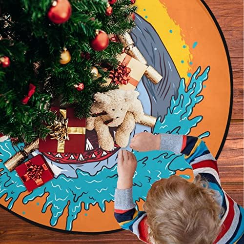 Visesunny Shark דפוס צבעוני עץ חג המולד מחצלת עץ עץ מחצלת מגן רצפת סופג עץ סופג מחצלת מגש למגש לחג ההודיה העונתי
