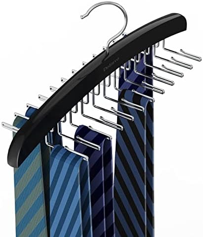 קולב עניבת עניבת עניבה משודרג 24 ווים מארגן עניבת מעץ, קולב חיסכון בשטח, מארגן חגורה לארון, מארגן חזייה עם 360 מעלות, 2 פאק