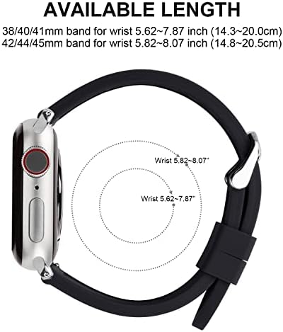Fullmosa תואם ספורט פס שעון אפל 41 ממ 40 ממ 38 ממ 45 ממ 44 ממ 42 ממ, פס גומי סיליקון iwatch עבור Apple Watch SE2/SE/8/7/6/5/4/3/2/1, שחור 41 ממ 40 ממ 38 ממ 38 ממ
