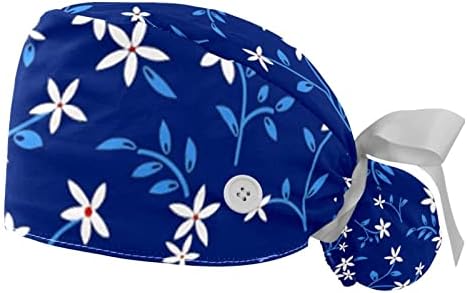 Niaocpwy 2 pcs נשים כובע עבודה מתכוונן עם כפתור צבעי מים עיצוב פרחים