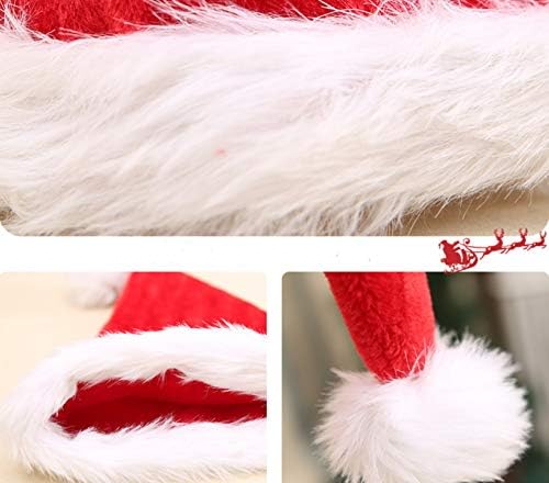 כובע חג המולד, כובע חג המולד, כובע סנטה, עיטור פלאפי קטיפה ארוך, בד קטיפה אדום, כובע מסיבת חג המולד לגברים לנשים עם ספינות, בד קטיפה שכבה כפולה, חם מסוגנן מקורה חיצוני 12.2 על 17.72