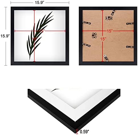 Naokboee 15x15 מסגרת תמונה בשחור - פורמטים אופקיים ואנכיים לקיר - מסגרות צילום עם פרספקס עמיד בפני