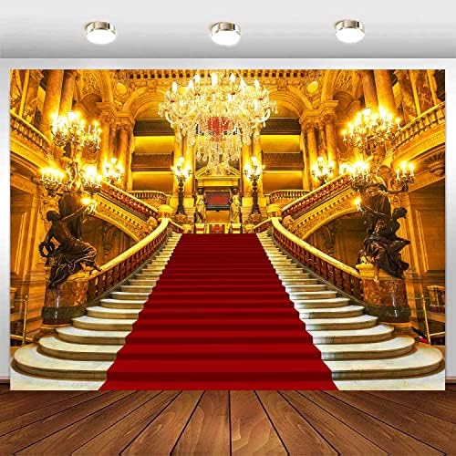 שטיח אדום סנספון ארמון רקע לצילום רויאל טירת זהב מדהים אירופאי אולם מסיבת רקע ויניל אדום שלב תפאורות לנשף חתונה יום הולדת קישוט תא צילום אבזרי 7 * 5 רגל