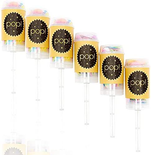 Sparkle and Bash Push Pop Confetti Poppers, 6 חבילות עם 6 מילוי תיקים, רב צבעוני