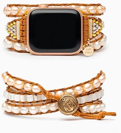 צמיד שעון תפוחים מתוקים בעבודת יד של קייפ דיאבלו חינניים לנשים - פס שעון Apple Crystal - צמיד שעון חכם חרוזים לדגמי אפל 4, 5, 6, 7, 8, SE - 38 ממ/40 ממ/41 ממ/42 ממ/44 ממ/45 ממ