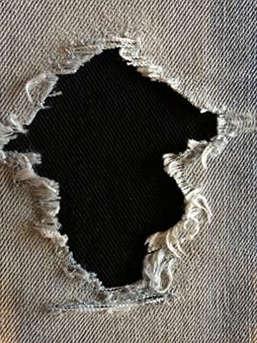 ג'ינס שחור מתיחות טלאי ז'אן סופר ברזל חזק על ידי טלאים חוריים