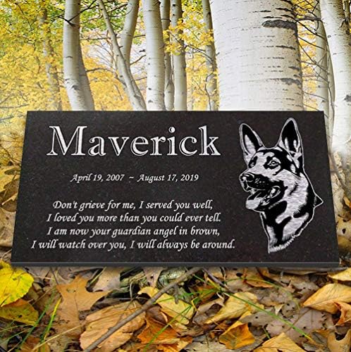 אבן זיכרון לחיות מחמד חקוקה בלייזר - אבן גרניט שחורה – אנדרטת כלבים-מצבת כלבים – 6 איקס 12 איקס 3/8 אינץ ' - אבן גן זיכרון פשוטה אך קלאסית-שמור על הזיכרון בחיים בכבוד