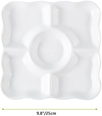 BPPYVCT 6 PCS פלסטיק לבן מחולל מנה ראשונה מגש מגש 5 חלקים חטיף ממתקים קינוח