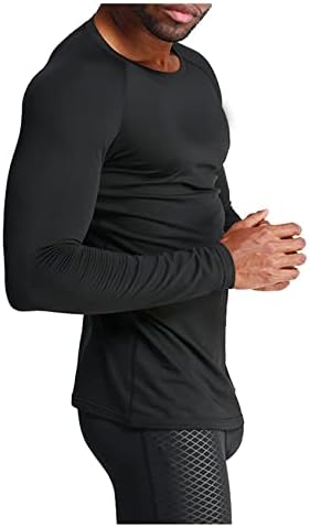 Mens Crewneck אתלטי שרוול ארוך חולצות תרמיות צמר חולצת טריקו מהירה של סוודר ספורט יבש נושם.