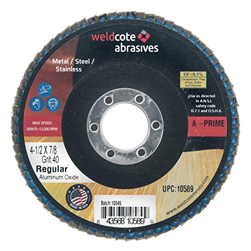 Weldcote 4-1/2 x 7/8 A-Prime Premium Aluminum Diss Discs, Grit-40G, סוג דחוס, מיוצר בארהב, קופסה של 10