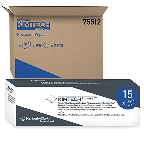 Kimtech 75512 מגבי דיוק, קופסה מוקפצת, 1ply, 11 4/5x11 4/5, לבן, 196 לכל קופסה