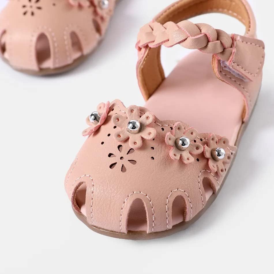 בנות סגורות בוהן סגורה נסיכה שטוחה בוהן חצי סנדלים עם נעלי קשת סנדלי קיץ (פעוט/נעלי נסיכה קטנות לתינוק