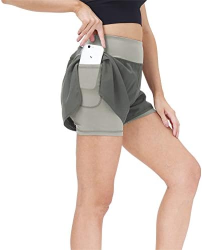 מכנסיים קצרים של Snowhite לנשים 2 ב 1 מותניים גבוהות אימון אתלטי אימון מכנסי סטרץ יוגה לנשים עם כיס טלפון