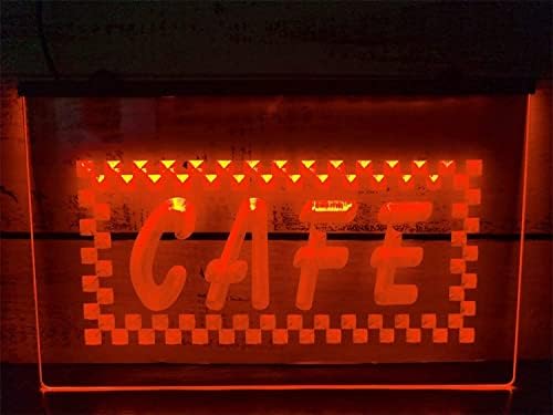 DVTEL CAFE CAFE LED שלט ניאון, USB עמעום בית קפה אורות ניאון אורות לקישוט קיר מואר אורות לילה, צהוב, 30x20 סמ מסעדה ברון בר קפה בית קפה