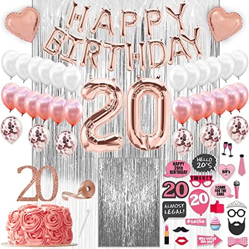 קישוטי יום הולדת 20 לנשים, מתנות לילדה בת 20, אבנט יום הולדת 20, לחיים עד 20 שנה, טופר עוגת יום הולדת 20 שמח, מספר בלון 20, מתנות יום הולדת 20 74 חלקים של מוצרי פריז