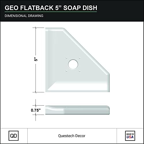 Questech Décor 5 אינץ 'סבון סבון, צלחת סבון רכוב על קיר מדף מקלחת פינתי, מקלחת רטרופית קאדי לקירות מקלחת אריחים, מדף פינתי אמבטיה, גיאו גיאוגרפי 5 אינץ', גרפיט שחור