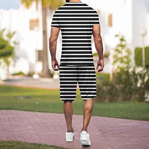 סט ספורט גברים קיץ מזדמן 2 חלקים עם שרוול קצר חולצות ומערכות מכנסיים קצרים