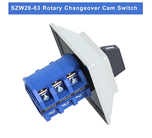 SZW26-63 מתג מצלמת החלפה סיבובית, D303.3BF 3 מיקום 3 שלב 660V 63A מתג בורר סיבוב אוניברסלי עם מתג אב קופסה חיצונית LW28-63/4