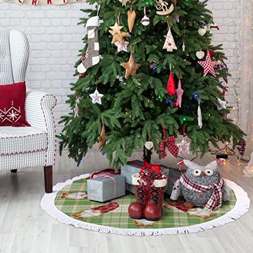 חצאית עץ חג המולד, 30 חצאית עץ חג המולד משובצת חג המולד עם ציצית, מחצלת עץ חג המולד גמד, חצאית עץ חג מולד שמח למסיבת חג מולד שמח קישוטי עץ חג המולד כפרי