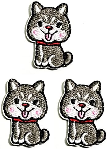 קליינפלוס 3 יחידות. מיני האסקי כלב חיוך פנים תיקון קומיקס ילדים קריקטורה תיקוני רקום תיקוני להלביש ג ' ינס מעילי כובעי תרמילי תלבושות תפירת תיקון דקורטיבי