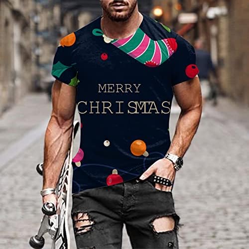 חולצות חג מולד של Wybaxz לגברים גברים סתיו חורף שרוול מזדמן שרוול קצר חג המולד 3D מודפסות חולצות אופנה חולצה עליונה