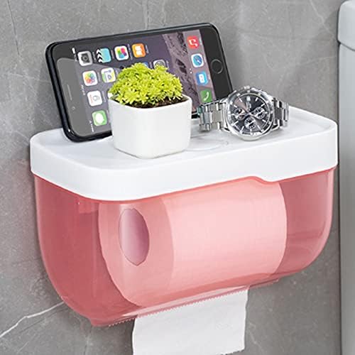 N/A חדר אמבטיה נייר טואלט מגבת מחזיק קיר הרכבה מפלסטיק WC מחזיק נייר טואלט עם קופסת אחסון מדף מדף אחסון