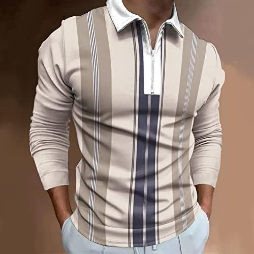 חולצות XXZy Fall Po-Lo לגברים גברים אופנה רוכסן דש רוכסן 3D הדפסה דיגיטלית חולצת שרוול ארוך קל משקל