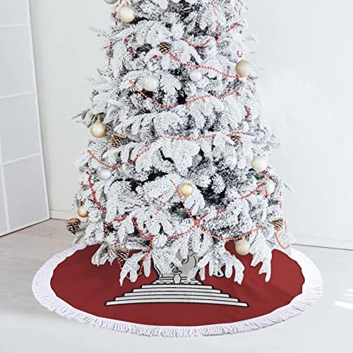 שלושה פילים לאוס עץ חג המולד מחצלת חצאית עץ עץ עץ עם גדילים לקישוט חג המולד של מסיבת חג 48 x48