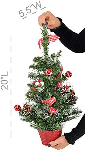 עץ חג המולד מיני של שולחן הום-X עם איש שלג, כוכבים אדומים ולבנים, סרטים וקישוטים משובצים, עיצוב בית מלאכותי, שולחן כתיבה ומשרד 20