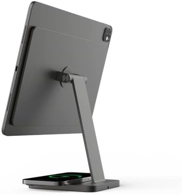 מעמד אייפד מגנטי Meaowxva עם בסיס טעינה אלחוטי 15W אלומיניום 360 ° מחזיק טבליות שולחן סיבוב לאייפד פרו 11 אינץ '1/2/3/4 Gen, iPad Air 4/Air 5